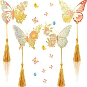 4 Metal Butterflies Bookmarks